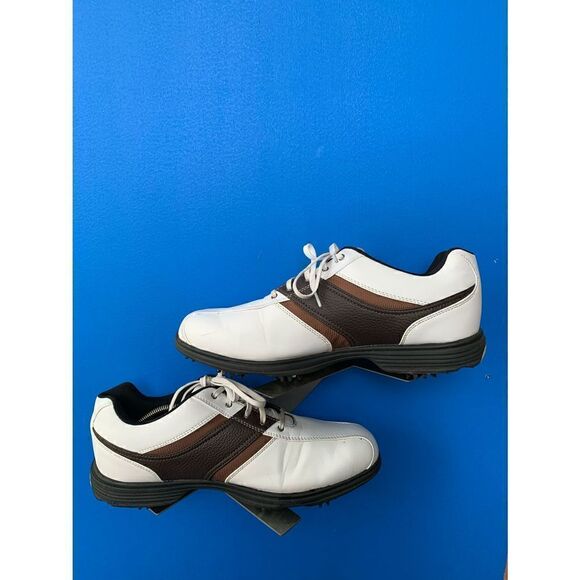 Etonic Golf Shoes 12 Mens White Leather Spike Gore Tex Arch Support Lace Up - Picture 2 of 6